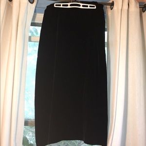 Straight line black velvet skirt